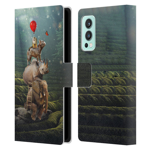 Klaudia Senator French Bulldog 2 Friends Reaching Butterfly Leather Book Wallet Case Cover For OnePlus Nord 2 5G