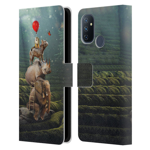 Klaudia Senator French Bulldog 2 Friends Reaching Butterfly Leather Book Wallet Case Cover For OnePlus Nord N100
