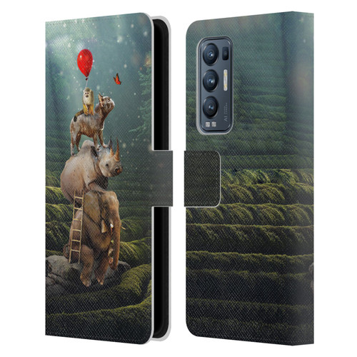 Klaudia Senator French Bulldog 2 Friends Reaching Butterfly Leather Book Wallet Case Cover For OPPO Find X3 Neo / Reno5 Pro+ 5G