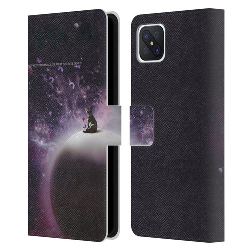 Klaudia Senator French Bulldog 2 In The Galaxy Leather Book Wallet Case Cover For OPPO Reno4 Z 5G