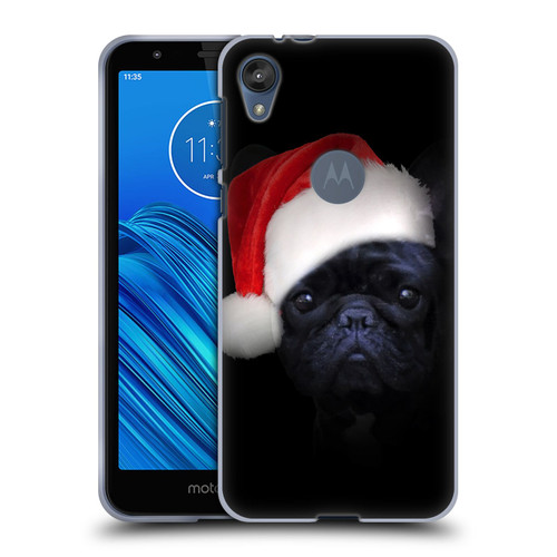 Klaudia Senator French Bulldog 2 Christmas Hat Soft Gel Case for Motorola Moto E6