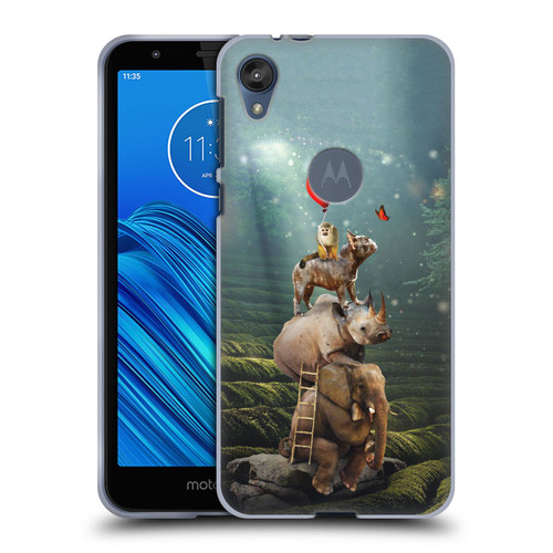 Klaudia Senator French Bulldog 2 Friends Reaching Butterfly Soft Gel Case for Motorola Moto E6