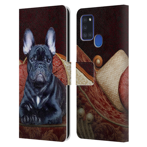 Klaudia Senator French Bulldog 2 Classic Couch Leather Book Wallet Case Cover For Samsung Galaxy A21s (2020)