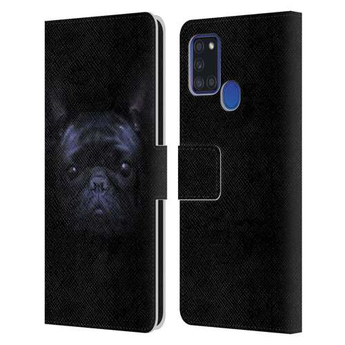 Klaudia Senator French Bulldog 2 Darkness Leather Book Wallet Case Cover For Samsung Galaxy A21s (2020)
