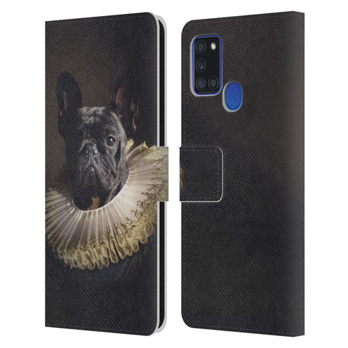 Klaudia Senator French Bulldog 2 King Leather Book Wallet Case Cover For Samsung Galaxy A21s (2020)