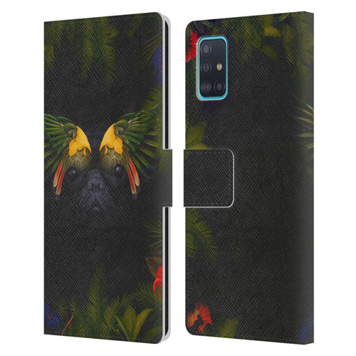Klaudia Senator French Bulldog 2 Bird Feathers Leather Book Wallet Case Cover For Samsung Galaxy A51 (2019)