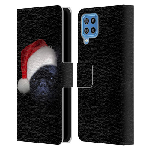 Klaudia Senator French Bulldog 2 Christmas Hat Leather Book Wallet Case Cover For Samsung Galaxy F22 (2021)