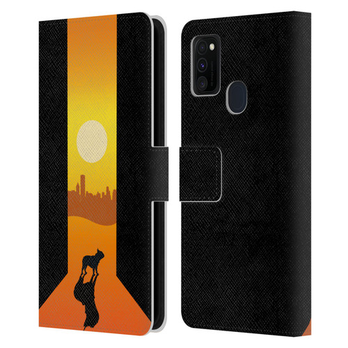 Klaudia Senator French Bulldog 2 Shadow At Sunset Leather Book Wallet Case Cover For Samsung Galaxy M30s (2019)/M21 (2020)