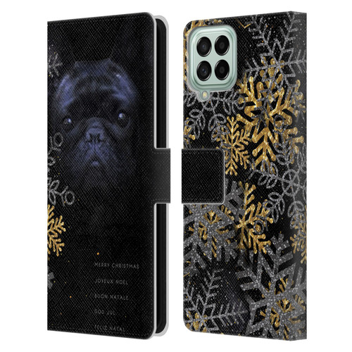 Klaudia Senator French Bulldog 2 Snow Flakes Leather Book Wallet Case Cover For Samsung Galaxy M33 (2022)