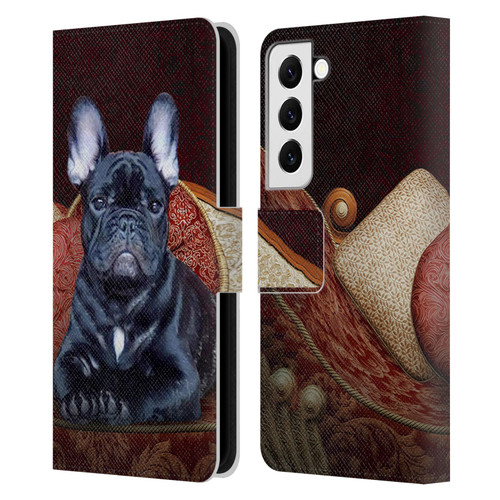 Klaudia Senator French Bulldog 2 Classic Couch Leather Book Wallet Case Cover For Samsung Galaxy S22 5G