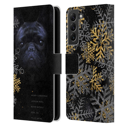 Klaudia Senator French Bulldog 2 Snow Flakes Leather Book Wallet Case Cover For Samsung Galaxy S22+ 5G