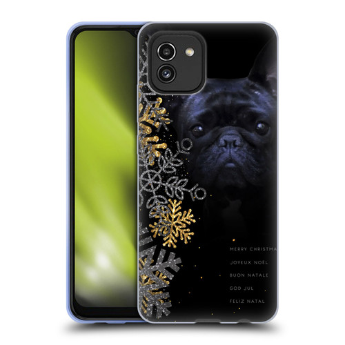 Klaudia Senator French Bulldog 2 Snow Flakes Soft Gel Case for Samsung Galaxy A03 (2021)