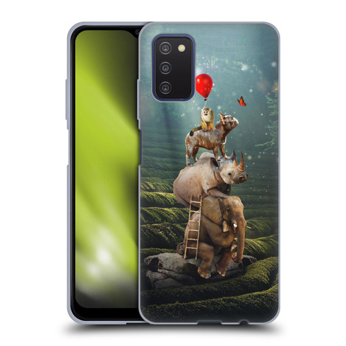 Klaudia Senator French Bulldog 2 Friends Reaching Butterfly Soft Gel Case for Samsung Galaxy A03s (2021)