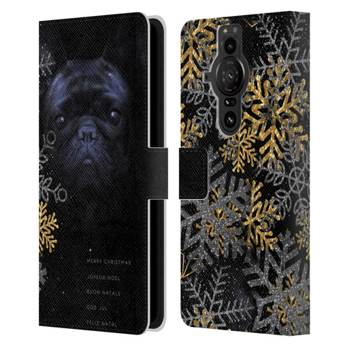 Klaudia Senator French Bulldog 2 Snow Flakes Leather Book Wallet Case Cover For Sony Xperia Pro-I