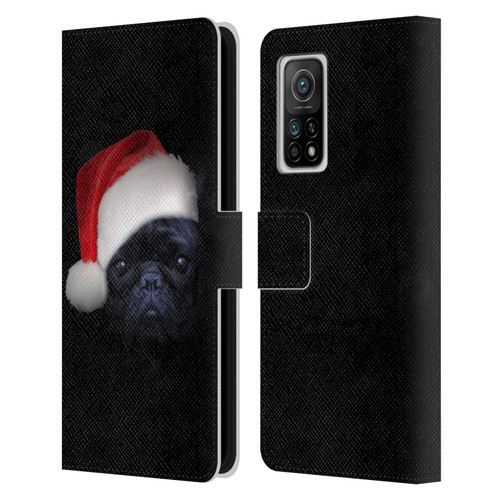 Klaudia Senator French Bulldog 2 Christmas Hat Leather Book Wallet Case Cover For Xiaomi Mi 10T 5G