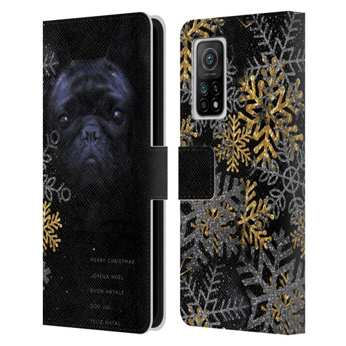 Klaudia Senator French Bulldog 2 Snow Flakes Leather Book Wallet Case Cover For Xiaomi Mi 10T 5G