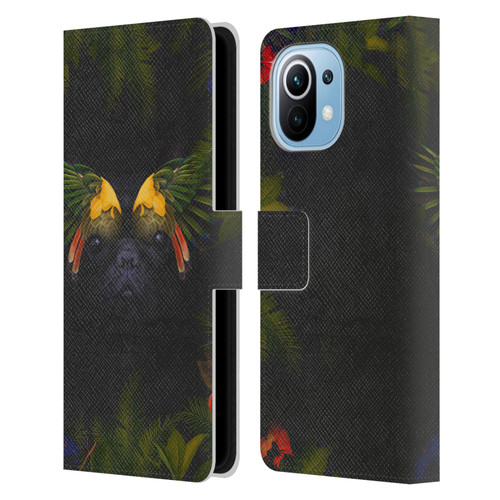 Klaudia Senator French Bulldog 2 Bird Feathers Leather Book Wallet Case Cover For Xiaomi Mi 11