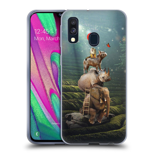 Klaudia Senator French Bulldog 2 Friends Reaching Butterfly Soft Gel Case for Samsung Galaxy A40 (2019)