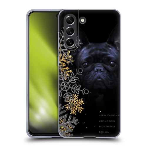 Klaudia Senator French Bulldog 2 Snow Flakes Soft Gel Case for Samsung Galaxy S21 FE 5G