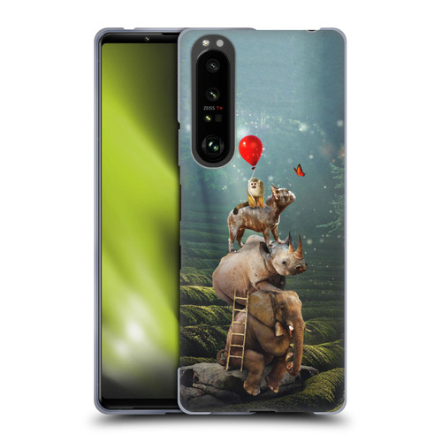 Klaudia Senator French Bulldog 2 Friends Reaching Butterfly Soft Gel Case for Sony Xperia 1 III