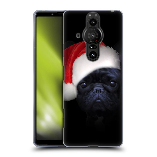 Klaudia Senator French Bulldog 2 Christmas Hat Soft Gel Case for Sony Xperia Pro-I