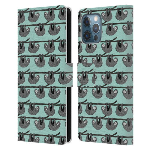 Andrea Lauren Design Animals Sloth Leather Book Wallet Case Cover For Apple iPhone 12 Pro Max