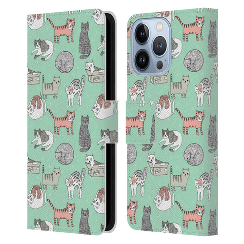 Andrea Lauren Design Animals Cats Leather Book Wallet Case Cover For Apple iPhone 13 Pro
