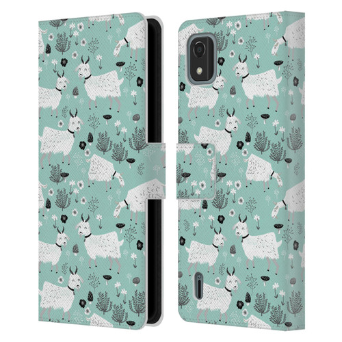 Andrea Lauren Design Animals Goats Leather Book Wallet Case Cover For Nokia C2 2nd Edition