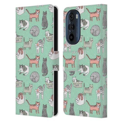 Andrea Lauren Design Animals Cats Leather Book Wallet Case Cover For Motorola Edge 30