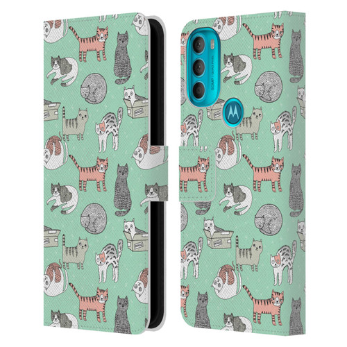 Andrea Lauren Design Animals Cats Leather Book Wallet Case Cover For Motorola Moto G71 5G