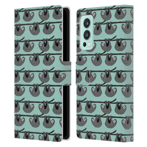 Andrea Lauren Design Animals Sloth Leather Book Wallet Case Cover For OnePlus Nord 2 5G