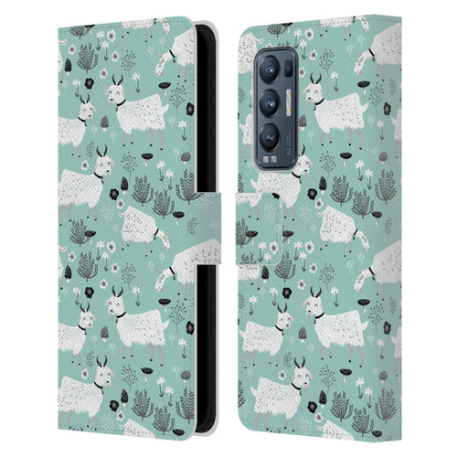 Andrea Lauren Design Animals Goats Leather Book Wallet Case Cover For OPPO Find X3 Neo / Reno5 Pro+ 5G