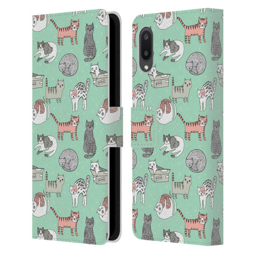 Andrea Lauren Design Animals Cats Leather Book Wallet Case Cover For Samsung Galaxy A02/M02 (2021)