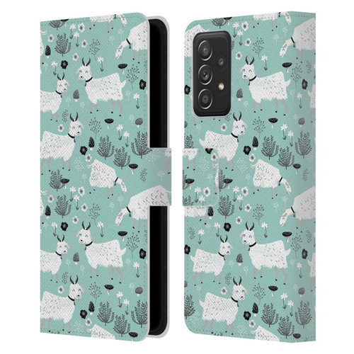 Andrea Lauren Design Animals Goats Leather Book Wallet Case Cover For Samsung Galaxy A53 5G (2022)