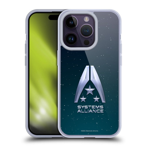 EA Bioware Mass Effect Graphics Systems Alliance Logo Soft Gel Case for Apple iPhone 14 Pro & MagSafe