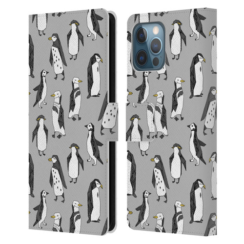 Andrea Lauren Design Birds Gray Penguins Leather Book Wallet Case Cover For Apple iPhone 12 Pro Max