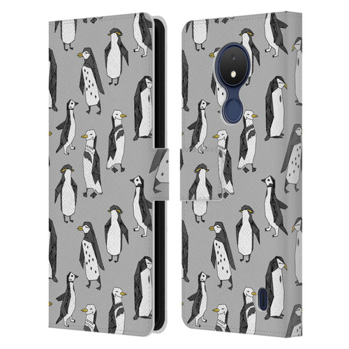 Andrea Lauren Design Birds Gray Penguins Leather Book Wallet Case Cover For Nokia C21
