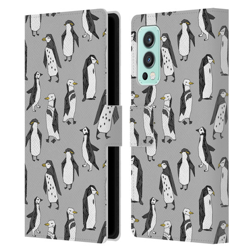Andrea Lauren Design Birds Gray Penguins Leather Book Wallet Case Cover For OnePlus Nord 2 5G