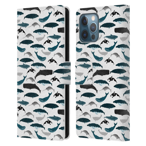 Andrea Lauren Design Sea Animals Whales Leather Book Wallet Case Cover For Apple iPhone 12 Pro Max