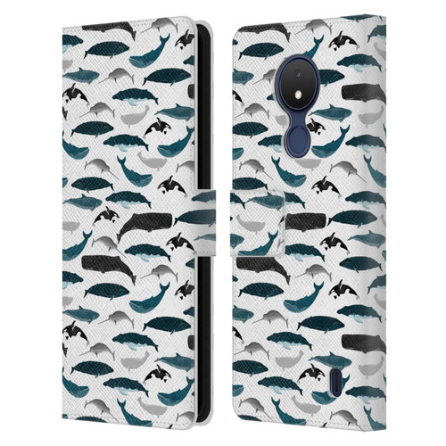 Andrea Lauren Design Sea Animals Whales Leather Book Wallet Case Cover For Nokia C21
