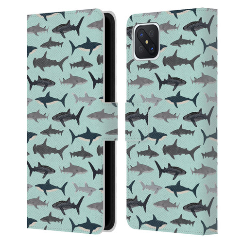 Andrea Lauren Design Sea Animals Sharks Leather Book Wallet Case Cover For OPPO Reno4 Z 5G
