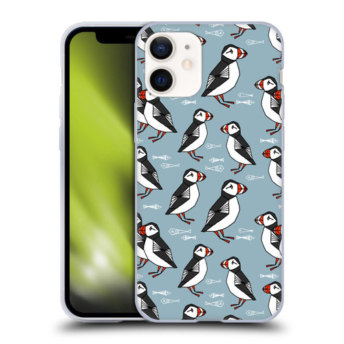 Andrea Lauren Design Birds Puffins Soft Gel Case for Apple iPhone 12 Mini