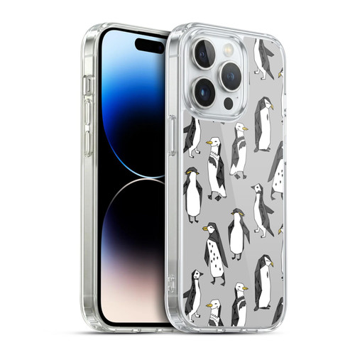 Andrea Lauren Design Birds Gray Penguins Soft Gel Case for Apple iPhone 14 Pro & MagSafe