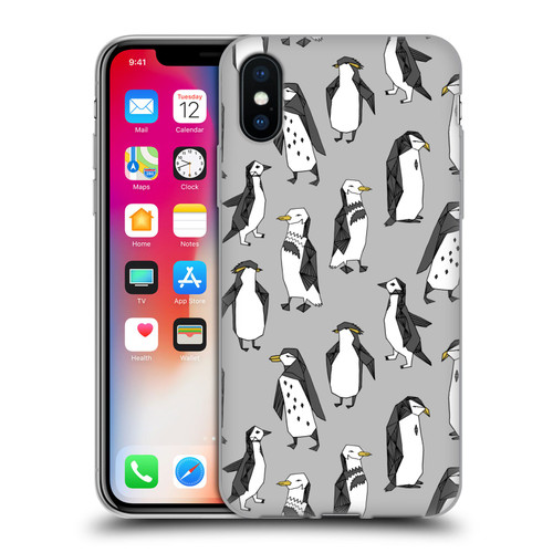 Andrea Lauren Design Birds Gray Penguins Soft Gel Case for Apple iPhone X / iPhone XS