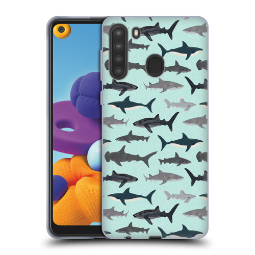 Andrea Lauren Design Sea Animals Sharks Soft Gel Case for Samsung Galaxy A21 (2020)