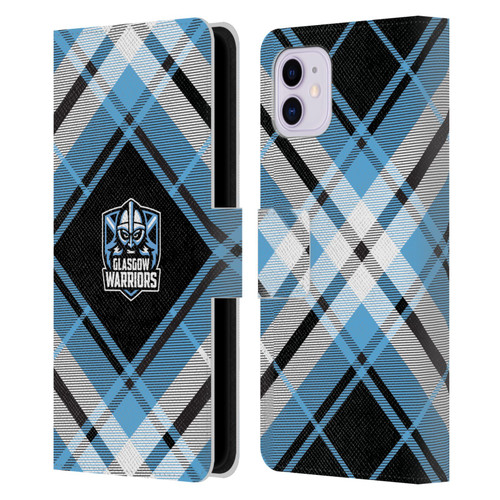 Glasgow Warriors Logo 2 Diagonal Tartan Leather Book Wallet Case Cover For Apple iPhone 11