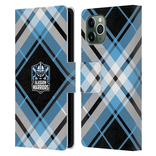 Glasgow Warriors Logo 2 Diagonal Tartan Leather Book Wallet Case Cover For Apple iPhone 11 Pro