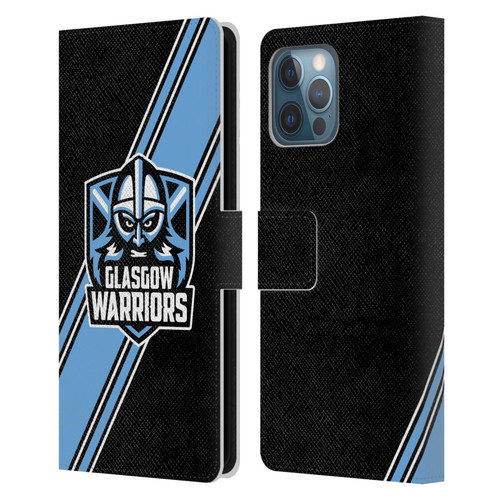Glasgow Warriors Logo 2 Diagonal Stripes Leather Book Wallet Case Cover For Apple iPhone 12 Pro Max