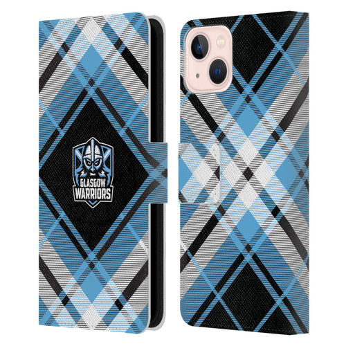 Glasgow Warriors Logo 2 Diagonal Tartan Leather Book Wallet Case Cover For Apple iPhone 13