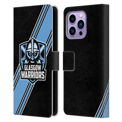 Glasgow Warriors Logo 2 Diagonal Stripes Leather Book Wallet Case Cover For Apple iPhone 14 Pro Max